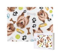Yorkshire Terrier, Perro Sonriente,Rompecabezas de Madera de 500 Piezas, Juego Familiar, Rompecabezas para Adultos, Adolescentes, decoración del hogar