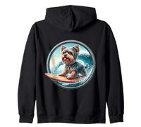 Yorkshire Terrier Perro Surfing Surfing Dueño Surfboard Rider Sudadera con Capucha