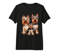 Yorkshire Terrier Puppy Family Sketch Dibujo Arte. Camiseta Premium
