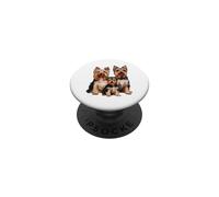 Yorkshire Terrier Puppy Family Sketch Dibujo Arte. PopSockets PopGrip Adhesivo
