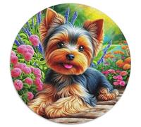 Yorkshire Terrier Puzzle de 1000 piezas, rompecabezas circulares de jardín para adultos, alivia el estrés, rompecabezas familiar, para adolescentes, 1000 piezas (67,5 x 67,5 cm)