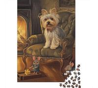 Yorkshire Terrier Puzzle Imposible,desafío for Adults Entretenimiento Creativo 1000 Piezas Obra De Arte De Juego De para Adultos, Regalos A Partir De 14 Años 1000pcs (75x50cm)