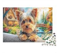 Yorkshire Terrier Rompecabezas Clásico 1000 Piezas para Adultos, Cartón Reciclado,Yorkie Pond Cercanía Impresión Decoración Interior, Regalo Primavera, Decoración Mural De Fiesta 70x50cm/1000pcs