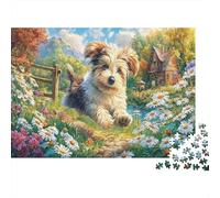 Yorkshire Terrier Rompecabezas clásico en cartón de Yorkshire Terrier en Paisaje primaveral Vibrante Regalo Coleccionable de Secret Santa 52x38cm/1000 Piezas