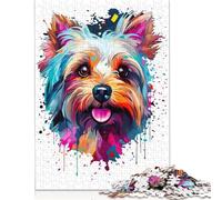 Yorkshire Terrier - Rompecabezas Colorido de Papel Entrelazado, Rectangular, para Adultos y niños, 1000 Piezas (26 x 38 cm)