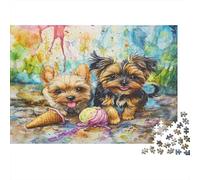 Yorkshire Terrier Rompecabezas De Madera De 1000 Piezas para Adultos, Rompecabezas De 1000 Piezas, Juego De Actividades Familiares Desafiante, Decoración De Pared 1000pcs (75x50cm)