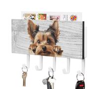 Yorkshire Terrier - Soporte de pared para llaves, diseño de perro que mira el perro, autoadhesivo, organizador retro decorativo para entrada, pasillo, cocina, hogar, 7 x 4 pulgadas