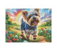Yorkshire Terrier tierno mar de Flores Rompecabezas 500 Piezas Cartón Grueso para Coleccionistas Noches De Cita Mejora Concentración Ocio En Casa Regalo Reyes Magos 500 PCS/52×38cm
