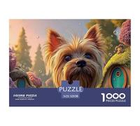 Yorkshire Terrier Vector Art 1000 Pcs Papel Ecológico Rompecabezas Cute Dog Imposible, Difícil Juego Familiar Puzzle Juego De Desafío Difícil 52x38cm/1000pcs