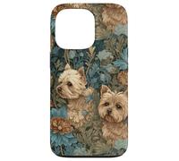 Yorkshire Terriers Yorkies en un jardín de Flores Vintage Carcasa para iPhone 13 Pro