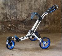 Yorrx - Carro de golf con rueda delantera giratoria 360°, incluye toalla, azul/blanco