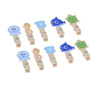 YOSADIER 10piezas Pinzas de Madera Naturales con Cuerda de Cáñamo Diseño de Animales Marinos de Juguete de Clips Creativos para Fotos y Notas Decoraciones con Clip para Hogar y Oficina