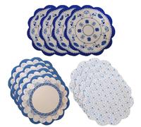 YOSADIER 12 Platos de Papel Azules y Blancos Desechables Forma de Flor Estilo Chino para Reuniones Familiares y Picnics al Aire Libre