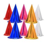 YOSADIER 18 Sombreros de Cono de Cumpleaños Adultos con Borde de Papel Brillante y Banda Elástica Cómoda para Fiestas y Festivales Color Aleatorio