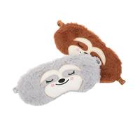 YOSADIER 2piezas Máscara De Ojos Para Dormir Opaca y Dibujos De Animales De Peluche De Felpa Gris y Marrón Para Mujeres Hombres Viajes Nocturnos o Descansos Diurnos