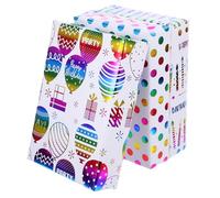 YOSADIER 3rollos Papel De Obsequio De Cumpleaños Moderno Diseño De Globo y Vela Para Fiestas De Niñas Papel De Obsequio De Color