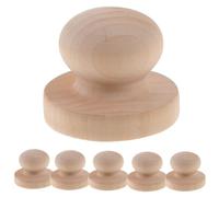 YOSADIER 6 Piezas de Mangos Redondos de Madera Maciza para Sellos de Lacre, Mango de Estampador de 5 Cm, Juego de Manijas para Manualidades y Bricolaje