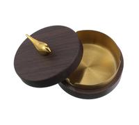 YOSADIER Cenicero Redondo de Madera de Nogal con Tapa y Forro de Acero Inoxidable, Diseño Elegante y Fácil de Limpiar para Hogar y Oficina