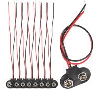 YOSADIER Conector de Batería 9v Tipo T Cable de 6 CM Carcasa de Cuero Sintético y Hierro Pack de 50 Unidades Conexión Rápida para Proyectos Electrónicos DIY y Alimentación de