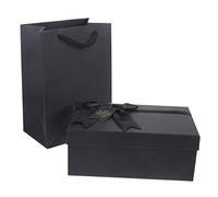 YOSADIER Estuche de Obsequio Caja de Obsequio para Envolver Regalos Caja de Embalaje de Regalos de Boda Color Negro Mediano Material Cartón