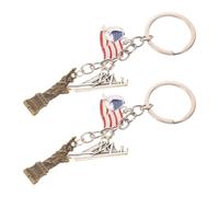 YOSADIER Llavero Metálico Dorado Ligero y Resistente 2 Piezas con Estatua Libertad y Bandera Estadounidense para Llaves de Coche o Bolso, Accesorio Adecuado para Oficina y Recuerdos
