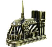 YOSADIER Modelo de Edificio Famoso Adorno Delicado Vintage Notre Dame de Aleación Dorada Ornamento de Escritorio París para Decoración de Oficina y Hogar