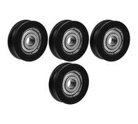 YOSADIER Polea Rodamiento de Acero Integrada, Rueda Deslizante Tipo U Negra 5x20x7 Mm para Puertas Corredizas y Ventanas, Pack 4 Piezas para Herrajes Industriales