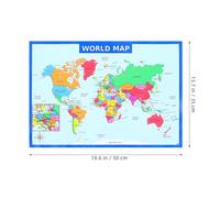 YOSADIER Póster Mapa Mural del Mundo en Papel UV Resistente para Educación Preescolar, 2 Piezas Diseño Creativo Educación Temprana