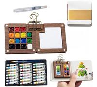 YOSEDVCB Set De Acuarelas De Bolsillo For Artistas, Paleta De Acuarelas con Bandeja De Colores, Pinturas De Colores Y Hojas Sueltas con Clip Metálico, For Dibujar, Regalo, For Fiestas Artísticas(15)