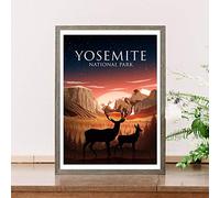 Yosemite El Capitan National Park Half Dome National Park Poster Minimal Art Yosemite Poster Deer National Park Art Travel Indoor Wall Decor Metal Sign Poster 8 x 12 pulgadas