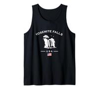 Yosemite Falls California Bandera Americana USA Cascada Viaje Camiseta sin Mangas