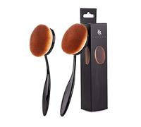 Yoseng Cepillo de base para maquillaje líquido, ovalado, negro, grande, cepillo de dientes, cepillo de maquillaje, aplicación rápida, impecable, base líquida en polvo (paquete de 2)