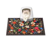 YOSEPATI Alfombra Arenero Gato,60 x40cm Alfombrilla Arena Gatos, atrapa 100% granulos, Impermeable, Antideslizante y Anti-orina, Suave con Las Patas (Giardino Nero, 60 x 40cm)