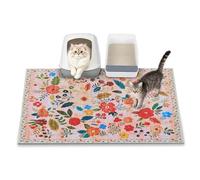 YOSEPATI Alfombra Arenero Gato, 89 x 58cm Alfombrilla Arena Gatos, atrapa 100% granulos, Impermeable, Antideslizante y Anti-orina, Suave con Las Patas, Fácil de Limpiar, también para comedero