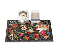 YOSEPATI Alfombra Arenero Gato, 89 x 58cm Alfombrilla Arena Gatos, atrapa 100% granulos, Impermeable, Antideslizante y Anti-orina, Suave con Las Patas (Giardino Nero, 89 x 58cm)