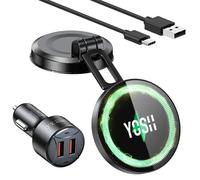 YOSH mag-Safe Cargador Coche Montaje Salpicadero, 15W más Rápido Carga Magnética del Teléfono Coche Cargador Inalámbrico, para el iPhone 16/15/14/13/12 Series & mag-Safe Caso, con Cargador Coche 36 W