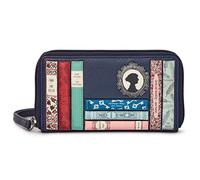 Yoshi Jane Austen Bookworm Monedero para mujer, cartera de cuero genuino para mujer, con cierre de zíper y correa para la muñeca