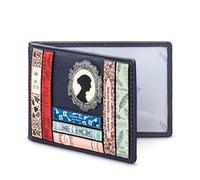 Yoshi Jane Austen - Tarjetero para tarjetas de viaje, cuero, doble cara, tarjetero de identificación, soporte para tarjetas de gusano de biblioteca, soporte para tarjetas de crédito y billetes de