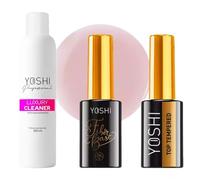 Yoshi - Kit de cuidado de uñas Luxury Cleaner, 500 ml, 10 ml y base de fibra nº 3, 10 ml, para manicura duradera