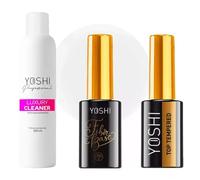 Yoshi - Kit de cuidado de uñas Luxury Cleaner, 500 ml, 10 ml y base de fibra nº 5, 10 ml, accesorio profesional para salón de uñas