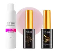 Yoshi Set de cuidado de uñas: Luxury Cleaner 500 ml, top UV para Star Light 10 ml y base de fibra n.º 3 10 ml - Accesorio perfecto para salón de uñas