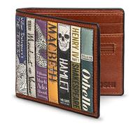 Yoshi William Shakespeare Bookworm - Cartera de cuero para hombre, cartera de cuero marrón auténtico, cartera con bloqueo RFID, carteras plegables para hombre, Brown, Talla única, Contemporáneo