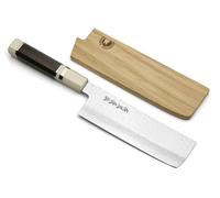 Yoshihiro VG-10 - Cuchillo japonés para verduras de Damasco martillado Nakiri de 46 capas (mango Ambrosia de 6.5 pulgadas)