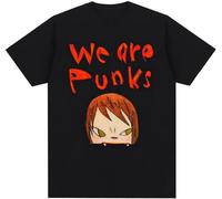 Yoshitomo Nara We Are Punks Kawaii Cute Anime Unisex 100% Cotton Short-Sleeve T-Shirts Black L