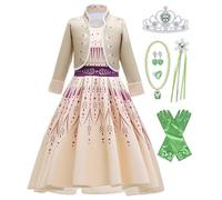 YOSICIL Disfraz Anna Frozen Niña Disfraz Frozen Vestido Princesa del Hielo Manga Larga para Navidad Cumpleaños Halloween Cosplay,con Chaqueta de Mantilla 3-8 Años