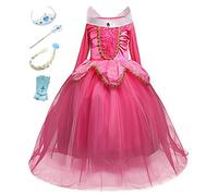 YOSICIL Disfraz de Bella Disfraces de Princesa Aurora Manga Larga Vestido de Princesa de Bella Durmiente Disfraz Accesorios Traje de Fiesta Carnaval Cumpleaños Regalo Navidad Halloween,rosa 130