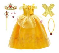 YOSICIL Disfraz Princesa Niña Vestido Trajes Belle Tul la Bella y la Bestia Carnaval Fiesta Cumpleaños Halloween Cosplay Festival Partido, Fuera del Hombro,Amarillo B,110