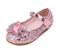 YOSICIL Niña Zapatos para Disfraz Plano Princesa Elsa Zapatos de Vestir Punta Cerrada Cenicienta Navidad Reyes Carnaval Antideslizante Sandalias Regalo Fiesta Boda Transpirable,Rosa,25 EU