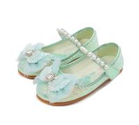 YOSICIL niñas princesa zapatos niños sandalias con lazos elegantes zapatos de lentejuelas para jardín de infantes regalo vestir todos los días cumpleaños Navidad carnaval, Verde, 28