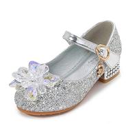 YOSICIL Zapatos de Lentejuelas Zapatos de Princesa Zapatillas de Frozenn Zapatos de Tacón Niña Bailarina Niña comunion Disfraz de Princesa para 3 a 12 Años 23-37